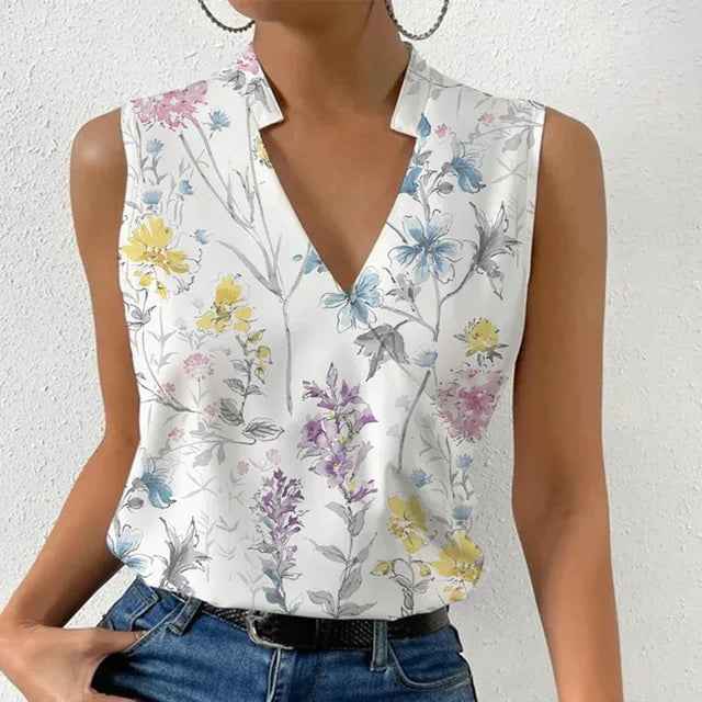 Sleeveless V-Neck Wrap Blouse