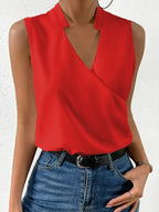 Sleeveless V-Neck Wrap Blouse