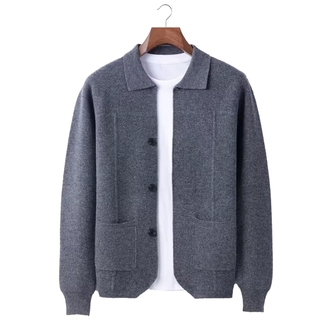 Cashmere Shirt Collar Cardigan
