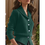 Women's Knit Cardigan with Wide Lapel Collar