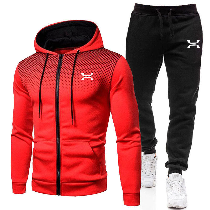 Full-Zip Hoodie Tracksuit Set for Men