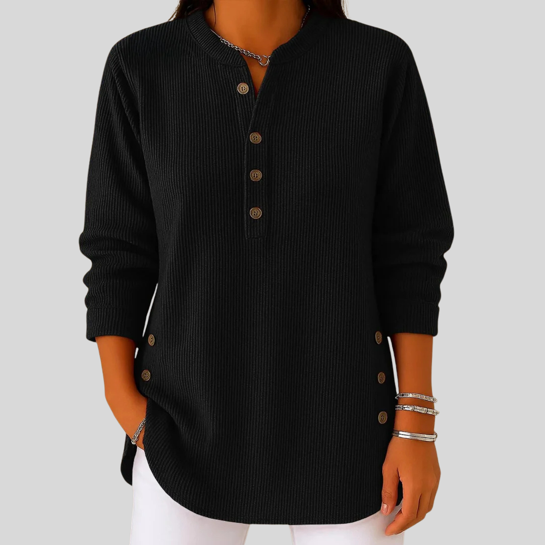 Women's Classic Crew-neck Pullover in Soft Ribbed Fabric