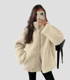 Sherpa Teddy Oversized Jacket with High Collar
