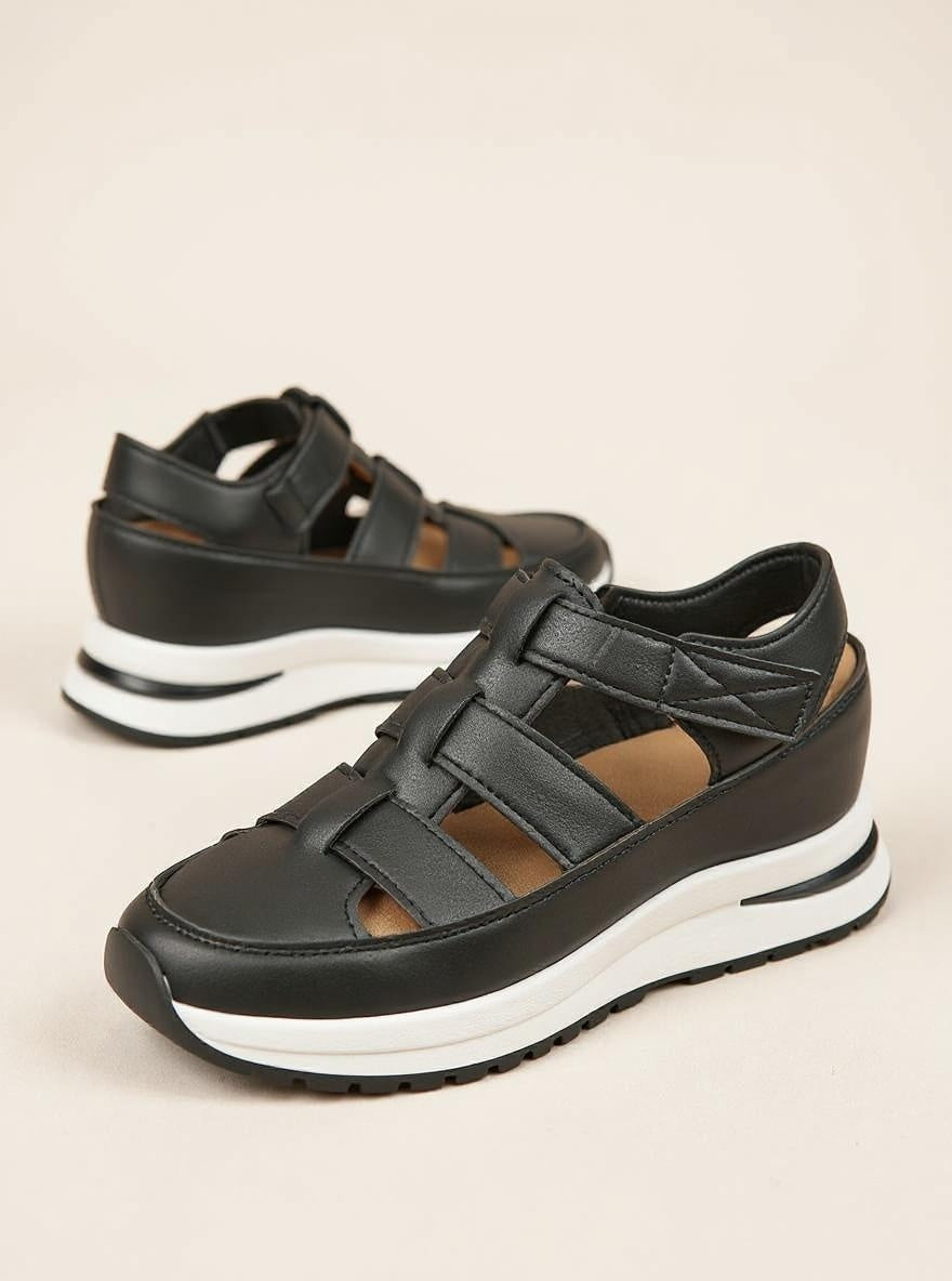 Platform Sandal with Velcro Straps