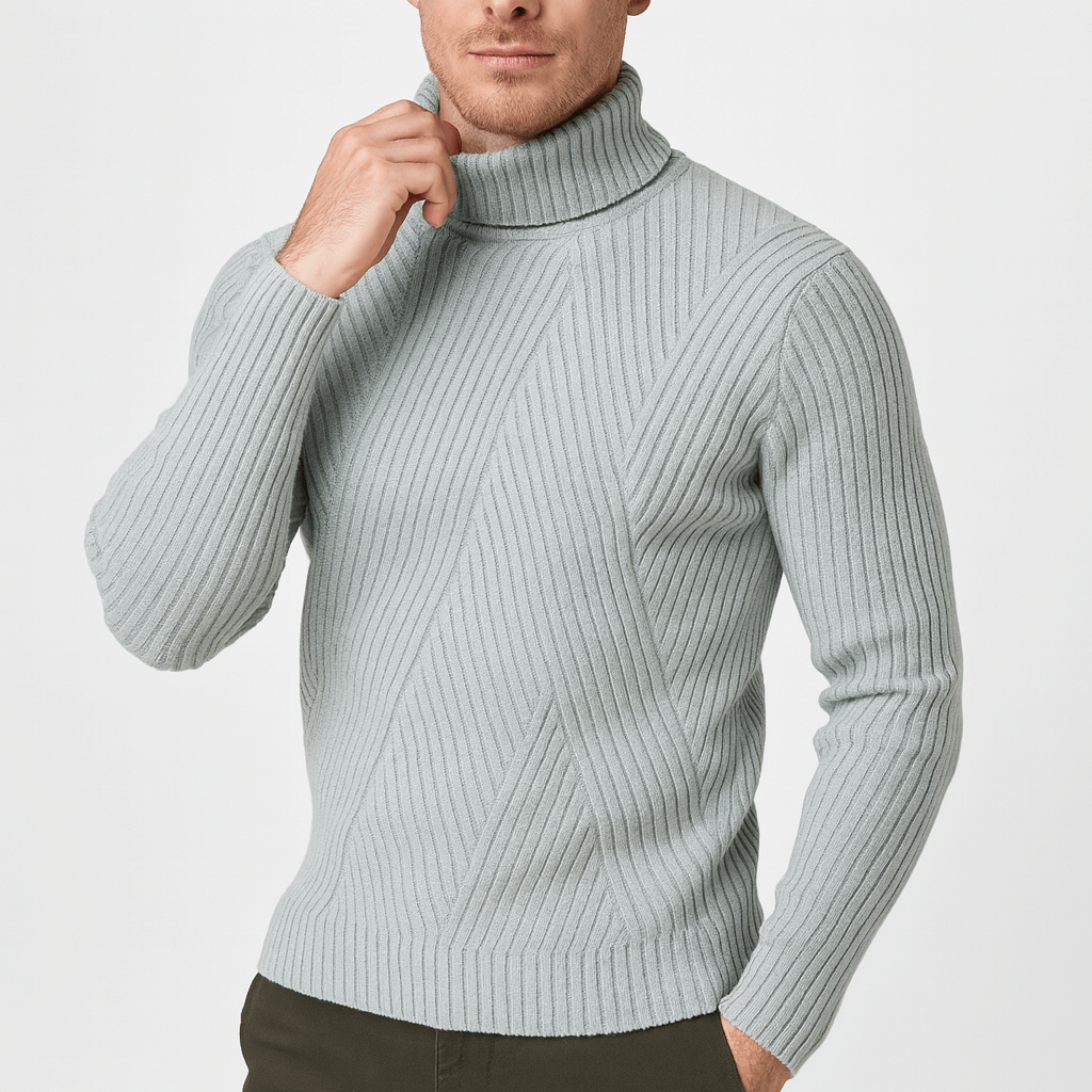 Rib Knit Turtleneck Sweater