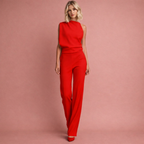 Women's Sleeveless Wide-Leg Jumpsuit Mock Neck