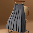 Pleated Midi Skirt Women High Waist