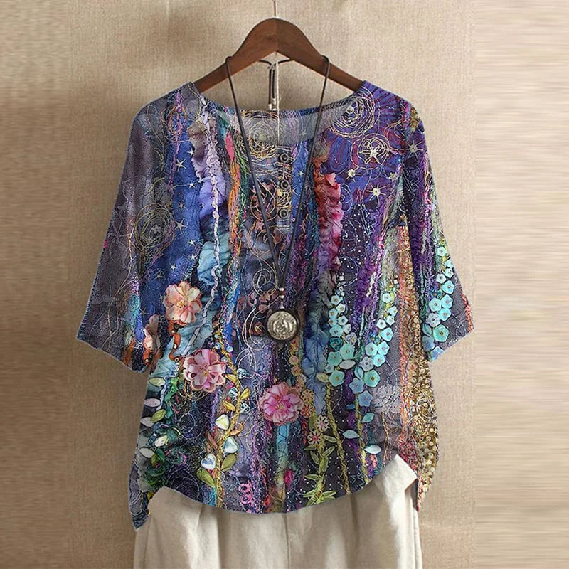 Women's Vintage Floral Print Blouse