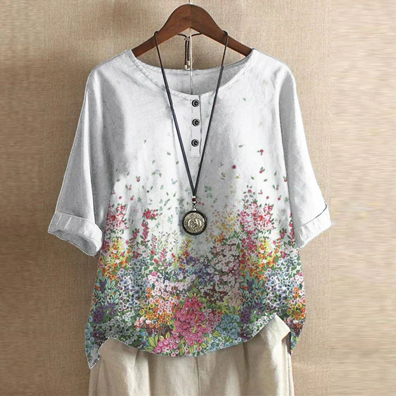 Women's Vintage Floral Print Blouse