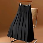 Pleated Midi Skirt Women High Waist
