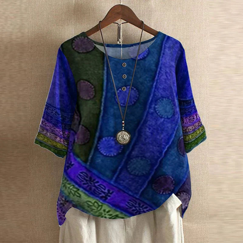 Women's Vintage Floral Print Blouse