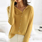 Soft Knit Sweater Women Button Embellishment
