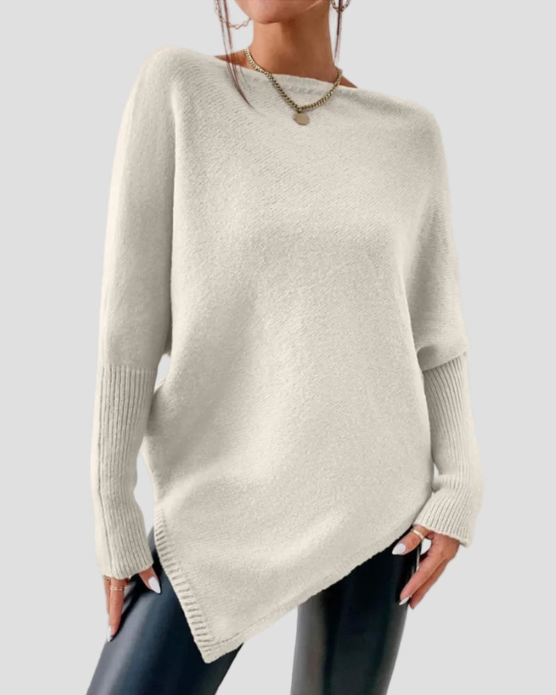 Loose Fit Pullover with Asymmetrical Hem