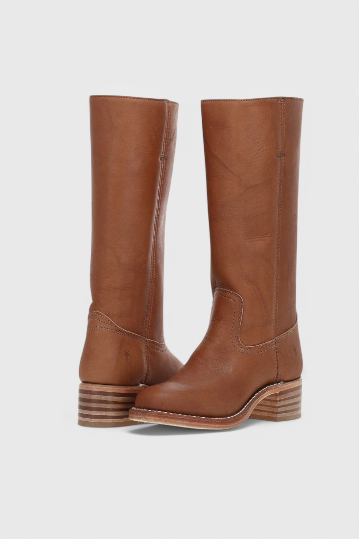 Heeled Leather Knee-High Boots