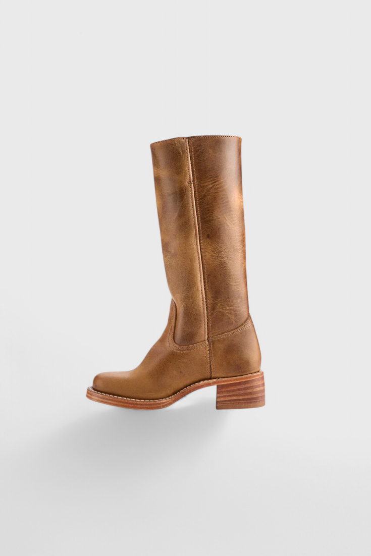 Heeled Leather Knee-High Boots