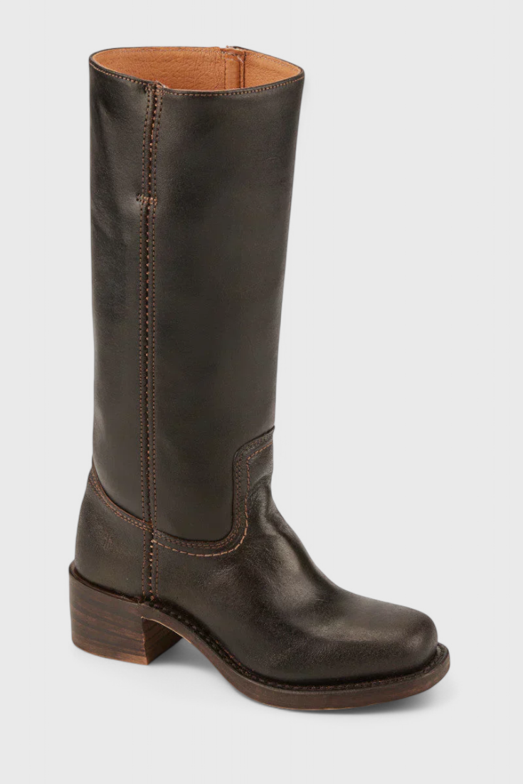 Heeled Leather Knee-High Boots
