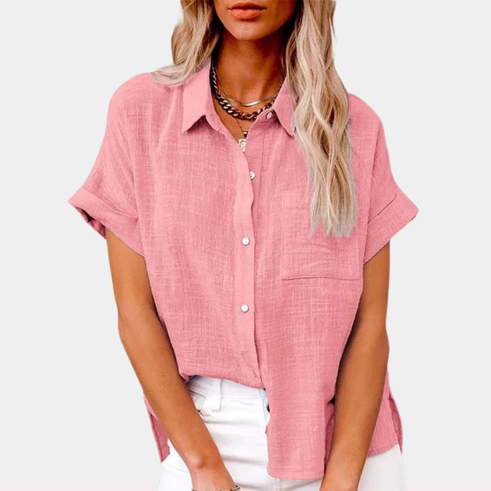 Women's Cotton Linen Short Sleeve Shirt