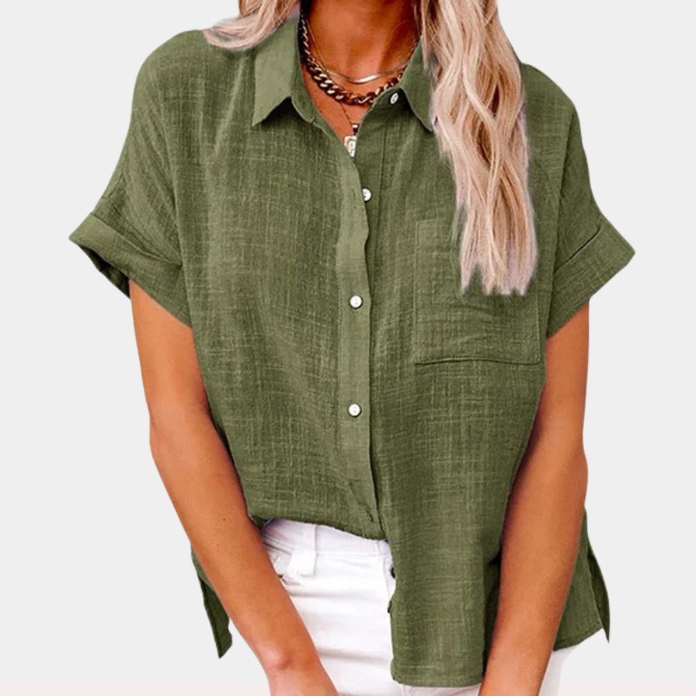 Women's Cotton Linen Short Sleeve Shirt