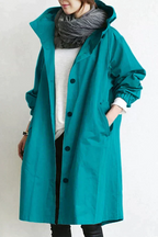 Women's Hooded Longline Raincoat Waterproof Breathable