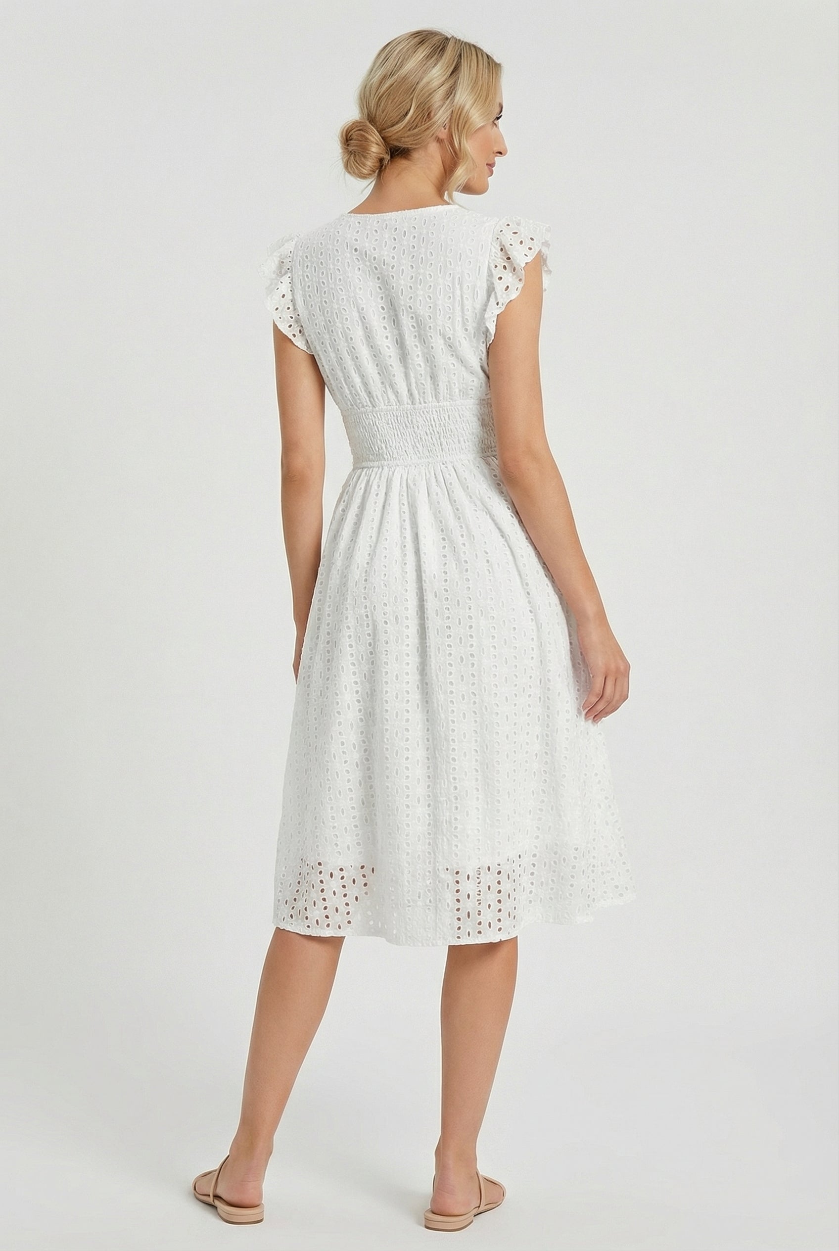 Women's A-Line Summer Dress featuring a smocked waist, perfect for casual outings, beach days, and special events, in a stylish and comfortable design. 2