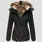 Women's Black Puffer Jacket - Slim Fit Hooded Winter Coat for Warmth and Style 7