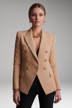 Women's Lapel Blazer Overlapping Front Long Sleeves
