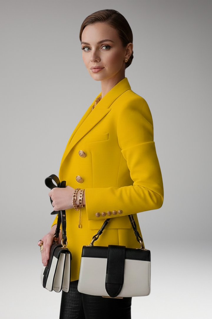 Women's Lapel Blazer Overlapping Front Long Sleeves