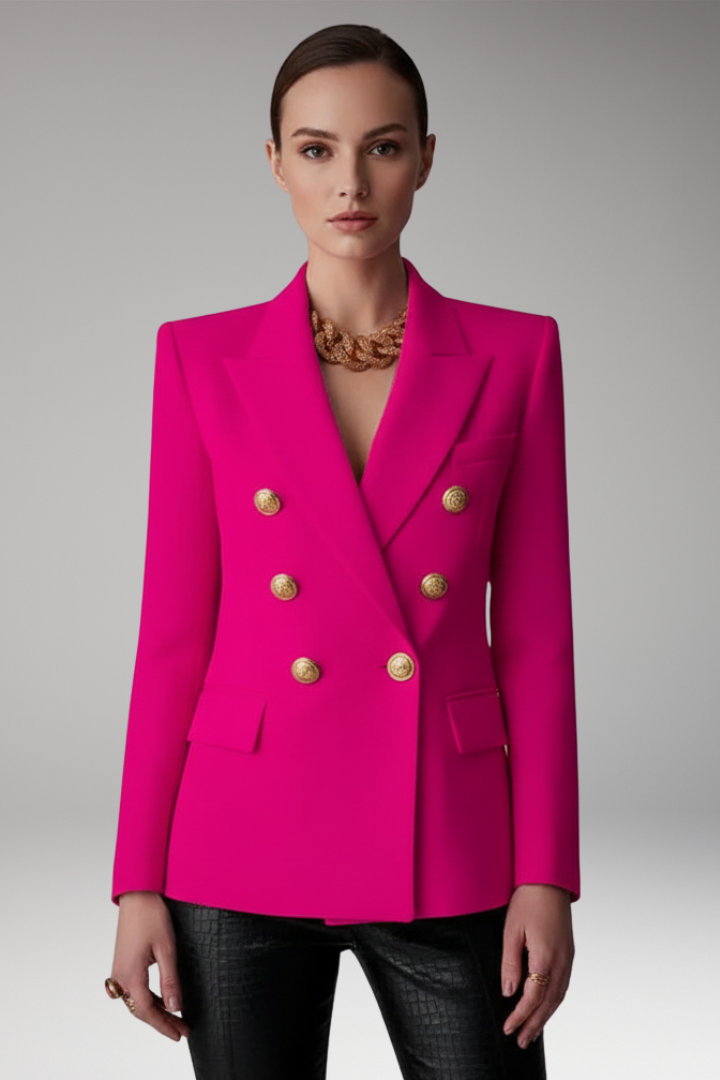 Women's Lapel Blazer Overlapping Front Long Sleeves