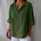 Women's loose fit blouse in lightweight summer linen, perfect for casual outings, featuring a relaxed silhouette and breathable fabric for comfort. 12