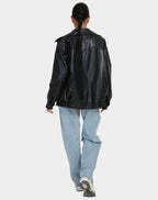 Leather Bomber Oversized Jacket