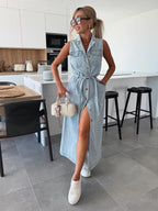 Denim Maxi Dress Sleeveless