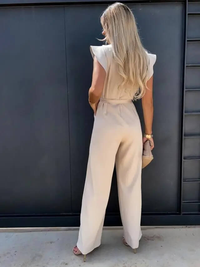 Wide-Leg Jumpsuit Butterfly Sleeves