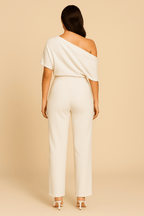 One Shoulder Jumpsuit Wide Leg