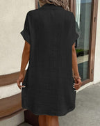 Linen Blend Midi Shirt Dress