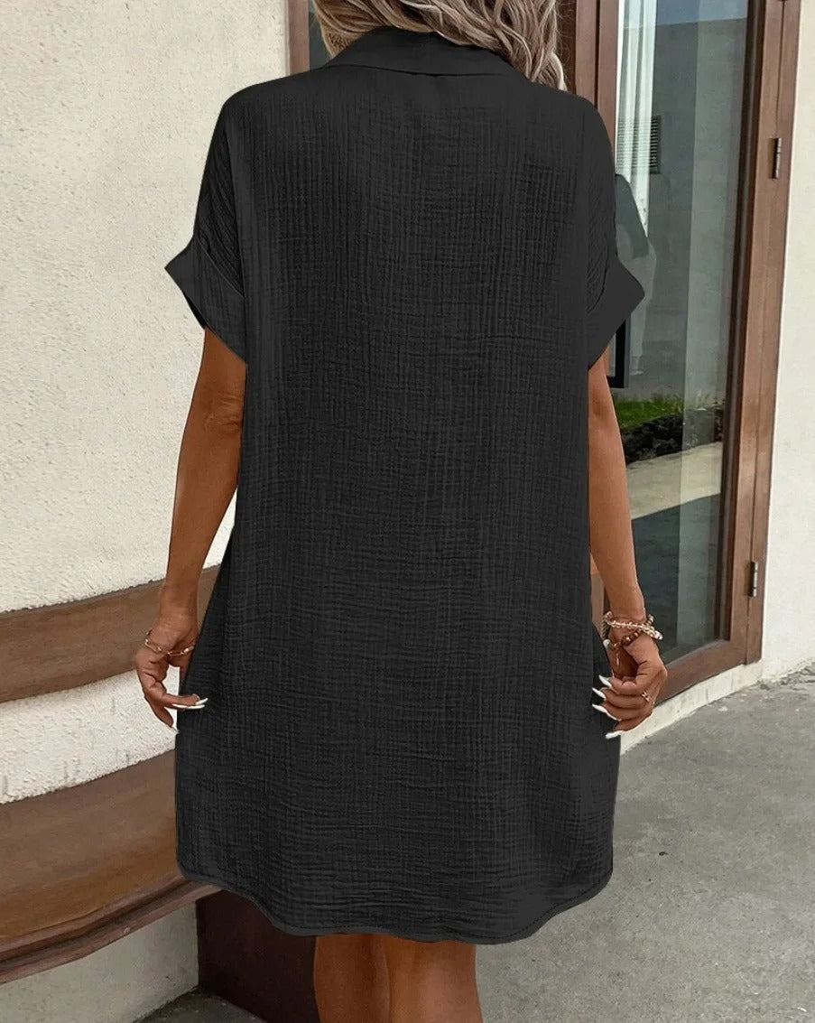 Linen Blend Midi Shirt Dress