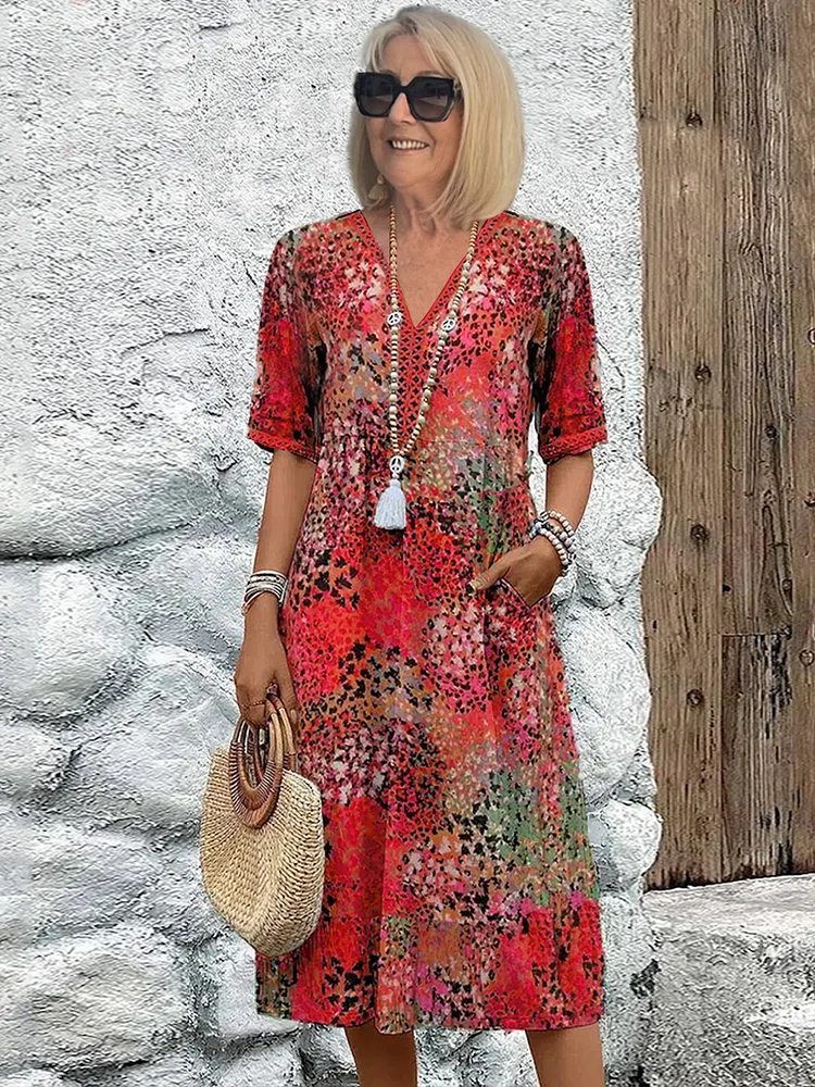 Floral Loose-Fit Knee Dress
