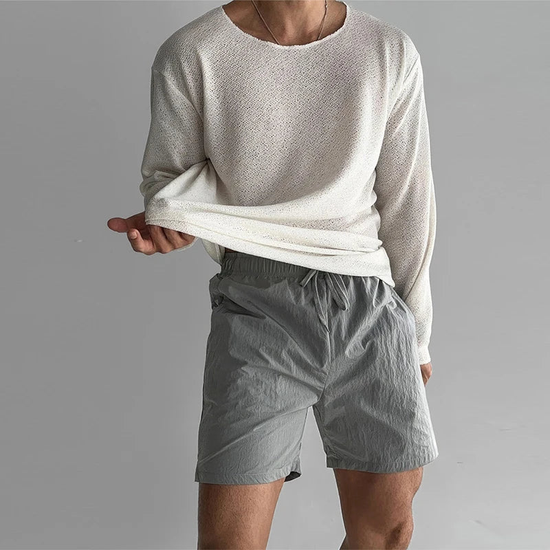 Breathable Knit Shirt Men Relaxed Fit