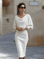 Ribbed Draped Midi Dress