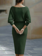 Ribbed Draped Midi Dress