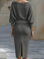 Ribbed Draped Midi Dress