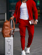 Relaxed Fit Zip Jacket and Trouser Set for Men