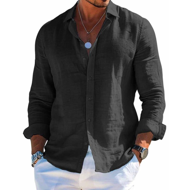 Casual Linen Long Sleeve Blouse