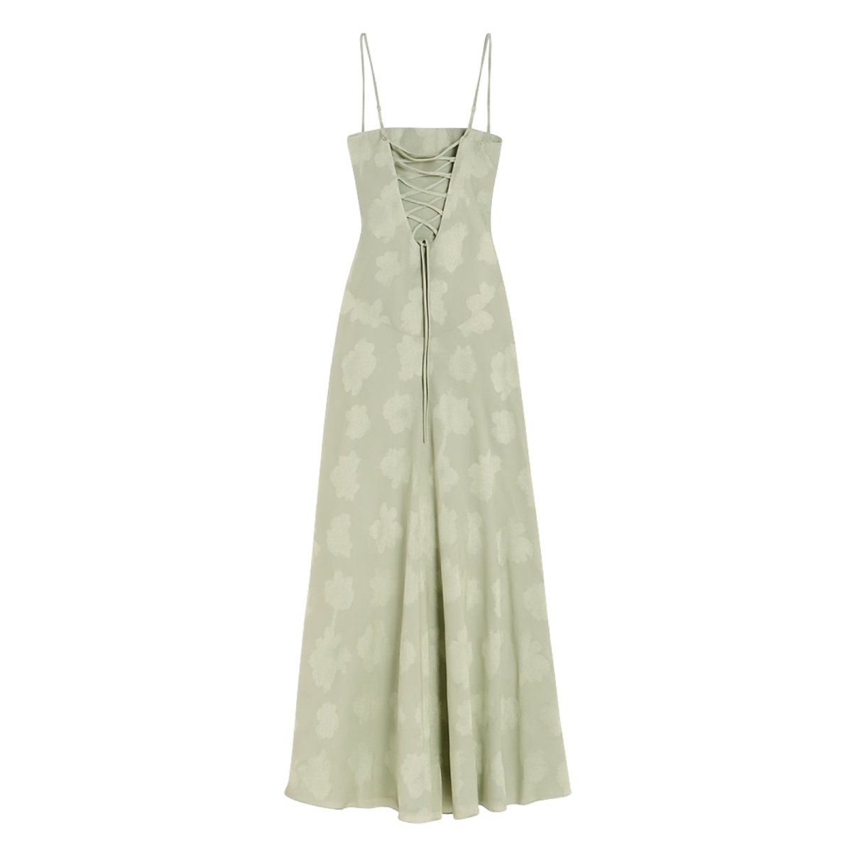 Floral Jacquard Maxi Gown with Corset Back