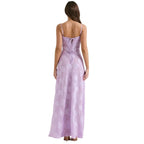 Floral Jacquard Maxi Gown with Corset Back