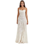Floral Jacquard Maxi Gown with Corset Back