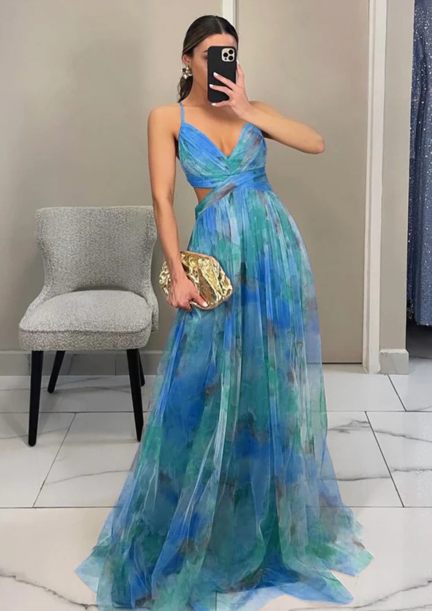 Gradient Maxi Dress with Crossover Bodice