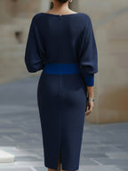 Ribbed Draped Midi Dress