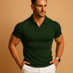 Men's Slim Polo Shirt Ribbed Soft Fabric