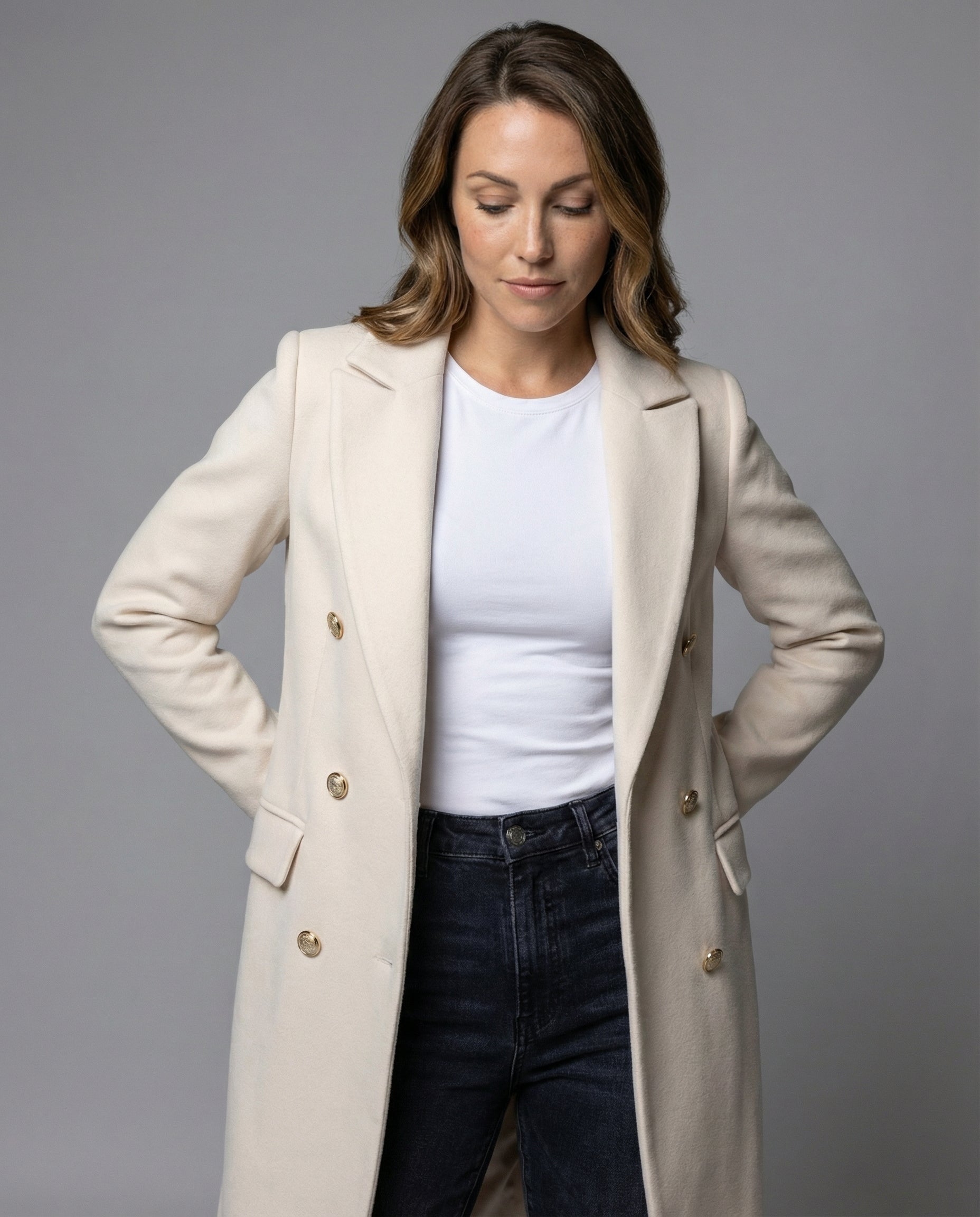 Women's Double-Breasted Cashmere Blend Longline Coat